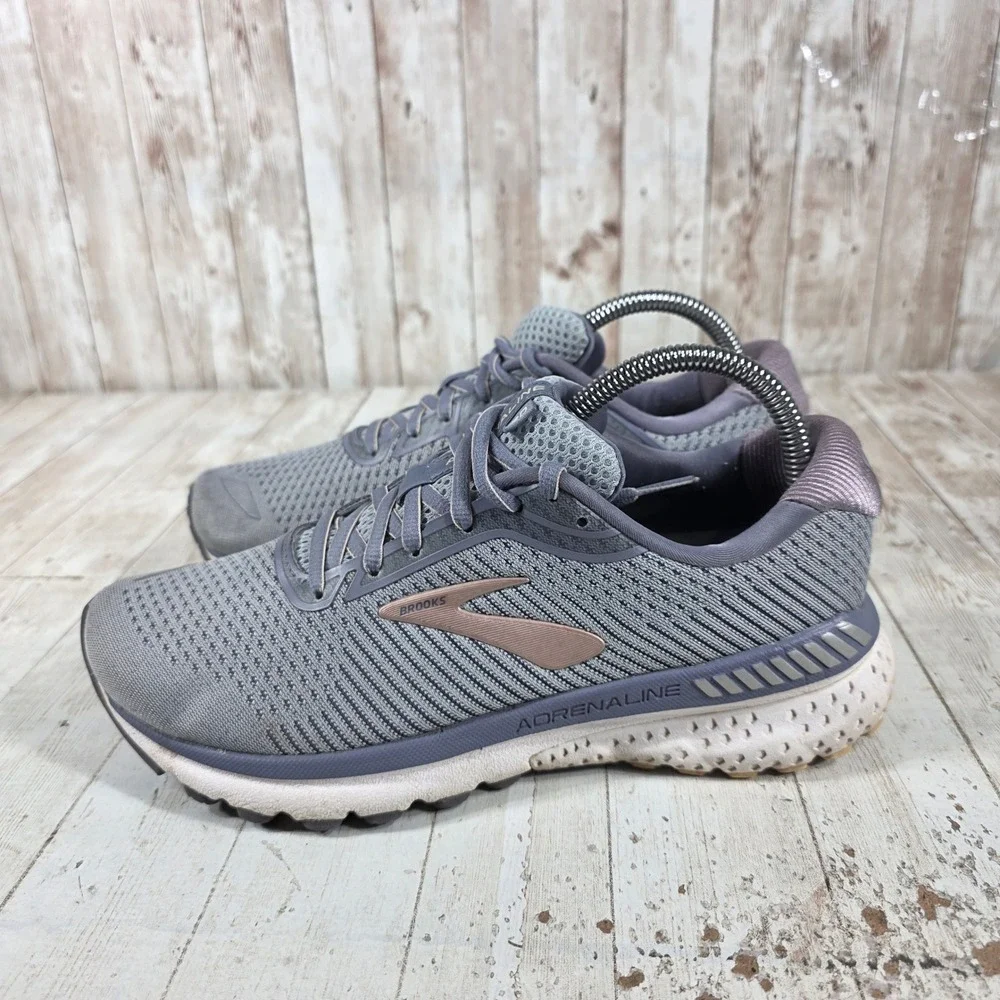 Brooks Adrenaline GTS 20 Womens 8 Extra Wide 2E Grey Rose Gold Running Shoes